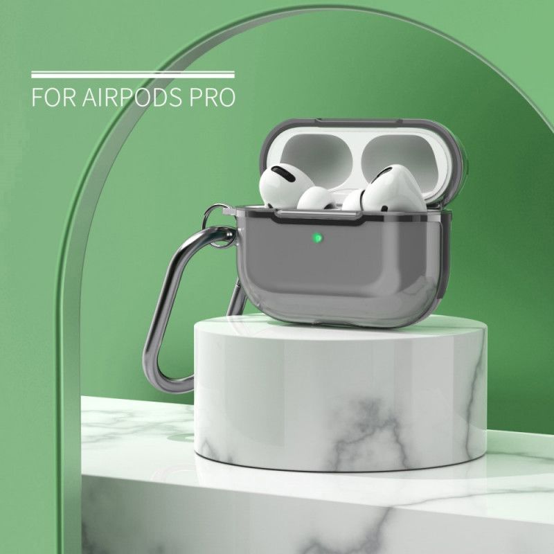 Etui AirPods Pro Czerwony Szary Metalowa Konstrukcja Z Karabińczykiem