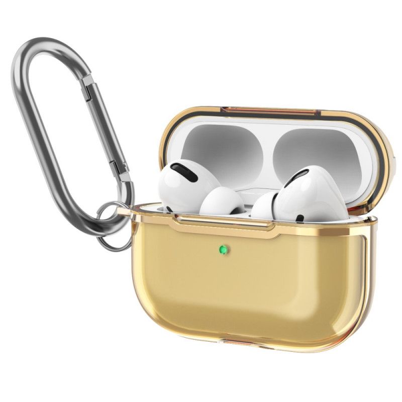 Etui AirPods Pro Czerwony Szary Metalowa Konstrukcja Z Karabińczykiem