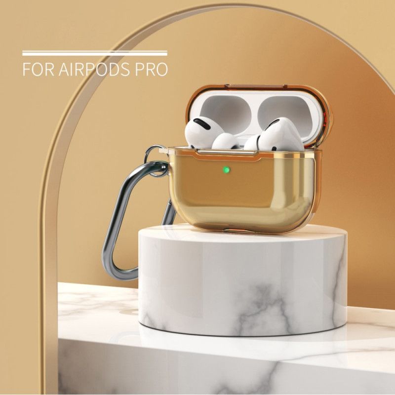 Etui AirPods Pro Czerwony Szary Metalowa Konstrukcja Z Karabińczykiem