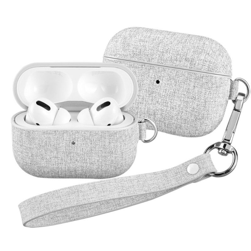 Etui AirPods Pro Szary Biały Skóra Z Paskiem Momax