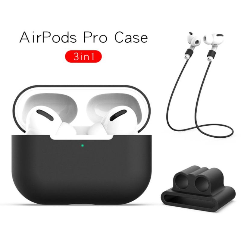 Futerały AirPods Pro Biały Czarny Etui na Telefon Silikon Z Przewodem Słuchawkowym