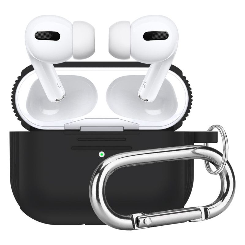 Futerały AirPods Pro Biały Czarny Klasyczny Silikon Z Karabińczykiem