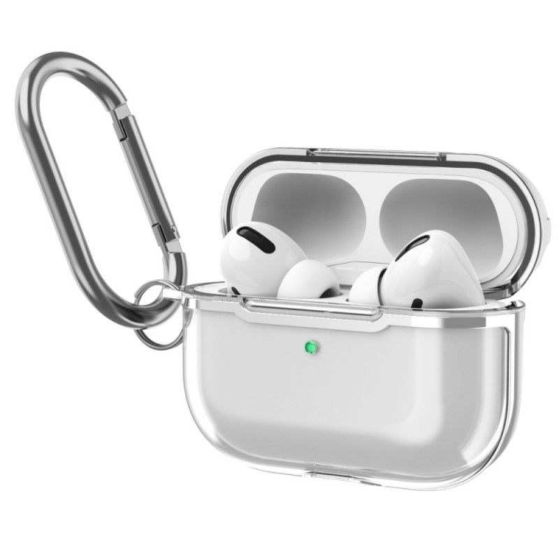 Futerały AirPods Pro Czerwony Szary Etui na Telefon Przezroczysta Metaliczna Konstrukcja Z Karabińczykiem