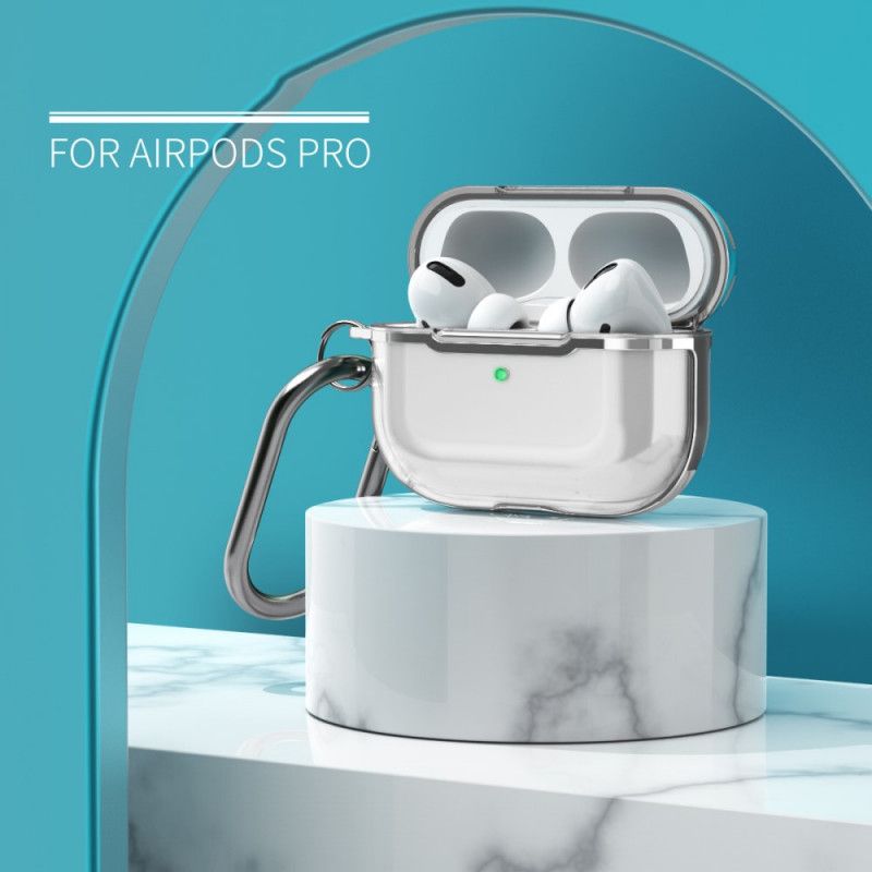 Futerały AirPods Pro Czerwony Szary Etui na Telefon Przezroczysta Metaliczna Konstrukcja Z Karabińczykiem