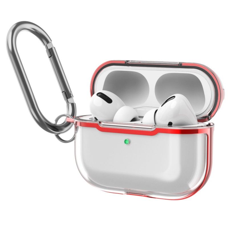 Futerały AirPods Pro Czerwony Szary Etui na Telefon Przezroczysta Metaliczna Konstrukcja Z Karabińczykiem