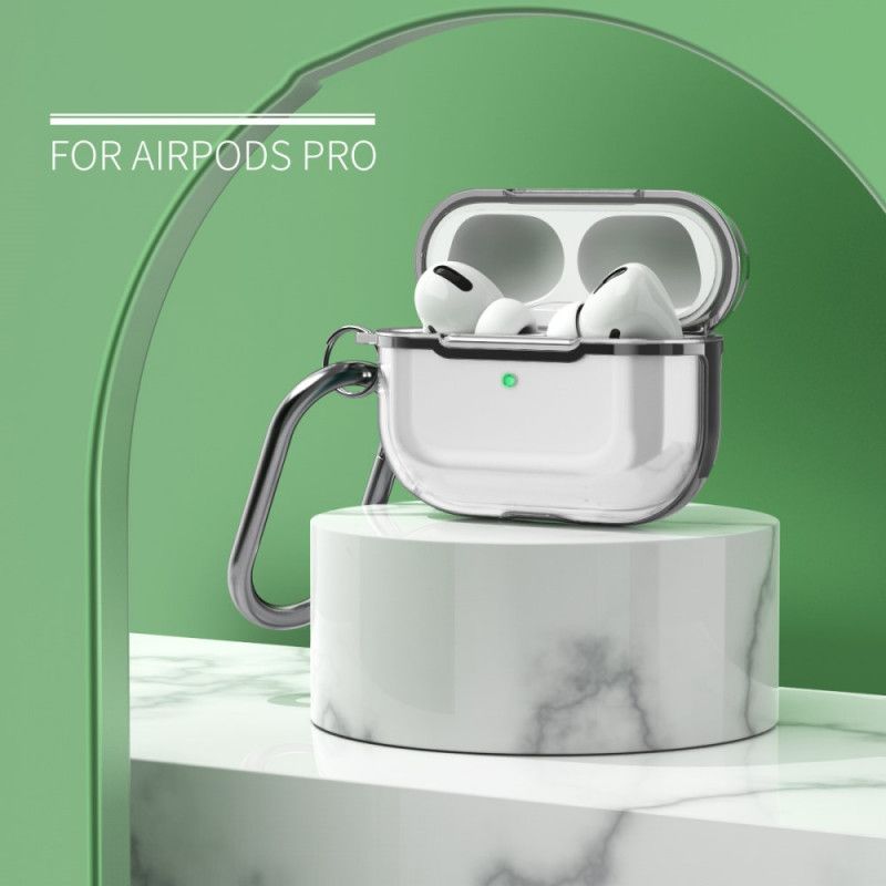 Futerały AirPods Pro Czerwony Szary Etui na Telefon Przezroczysta Metaliczna Konstrukcja Z Karabińczykiem