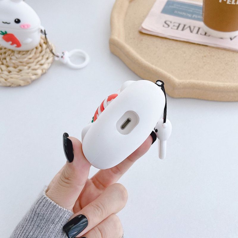 Futerały AirPods Pro Etui na Telefon 3D Królik Z Pierścieniem