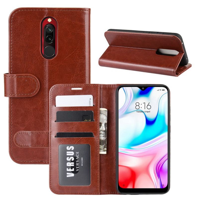 Etui Folio Xiaomi Redmi 8 Biały Czarny Tradycyjna Imitacja Skóry Etui Ochronne