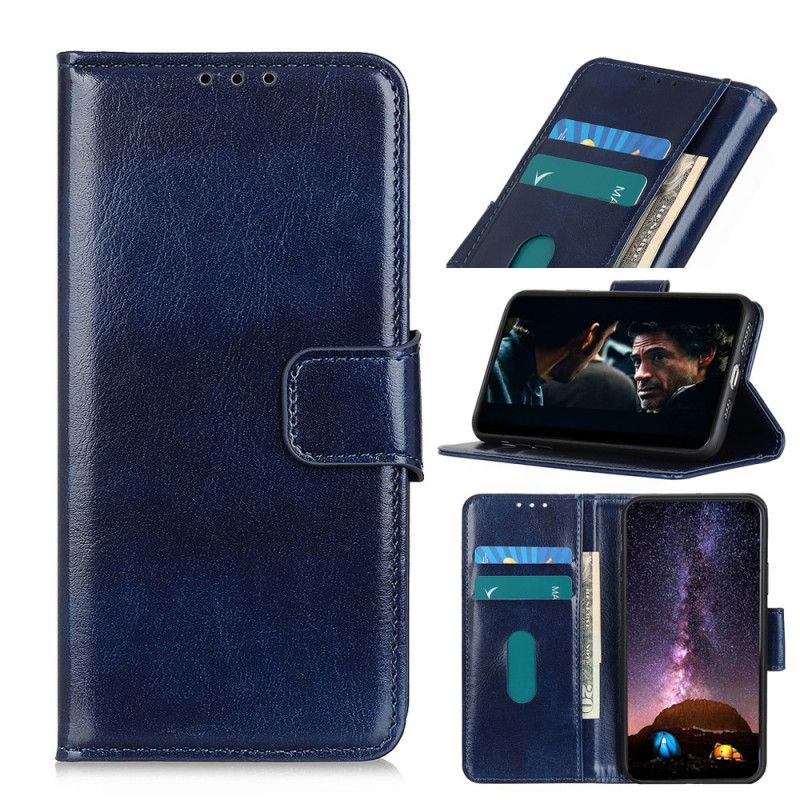 Etui Folio Xiaomi Redmi 8 Czerwony Czarny Błyszcząca Imitacja Skóry Etui Ochronne