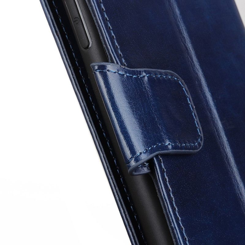 Etui Folio Xiaomi Redmi 8 Czerwony Czarny Błyszcząca Imitacja Skóry Etui Ochronne