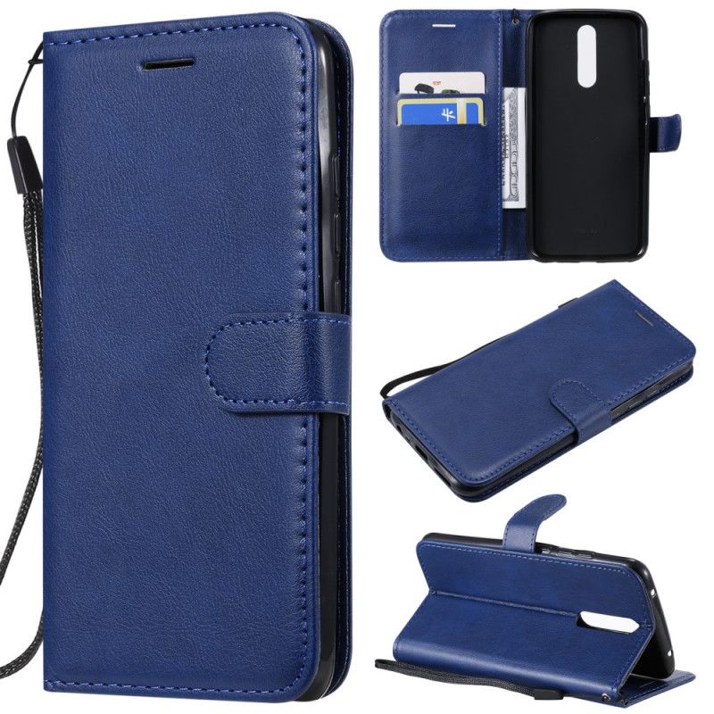 Etui Folio Xiaomi Redmi 8 Czerwony Czarny Efekt Czystej Skóry Z Paskiem