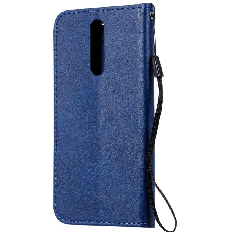 Etui Folio Xiaomi Redmi 8 Czerwony Czarny Efekt Czystej Skóry Z Paskiem