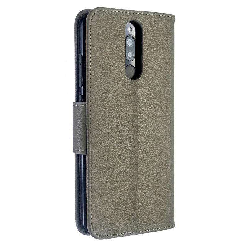 Etui Folio Xiaomi Redmi 8 Fioletowy Purpurowy Kolorowa Skóra Lychee Ze Stringami