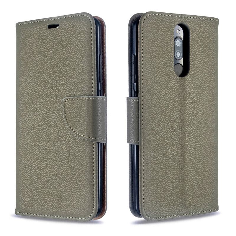 Etui Folio Xiaomi Redmi 8 Fioletowy Purpurowy Kolorowa Skóra Lychee Ze Stringami