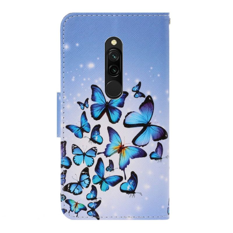 Etui Folio Xiaomi Redmi 8 Granatowy Czarny Wersje Motylkowe Ze Stringami