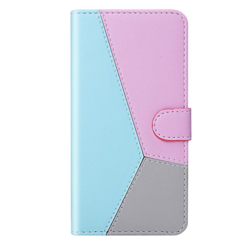 Etui Folio Xiaomi Redmi 8 Magenta Biały Trójkolorowy Efekt Skóry