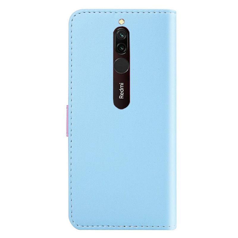 Etui Folio Xiaomi Redmi 8 Magenta Biały Trójkolorowy Efekt Skóry