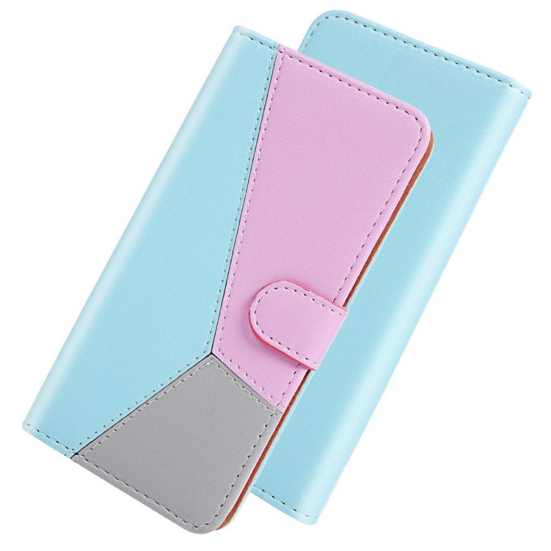 Etui Folio Xiaomi Redmi 8 Magenta Biały Trójkolorowy Efekt Skóry