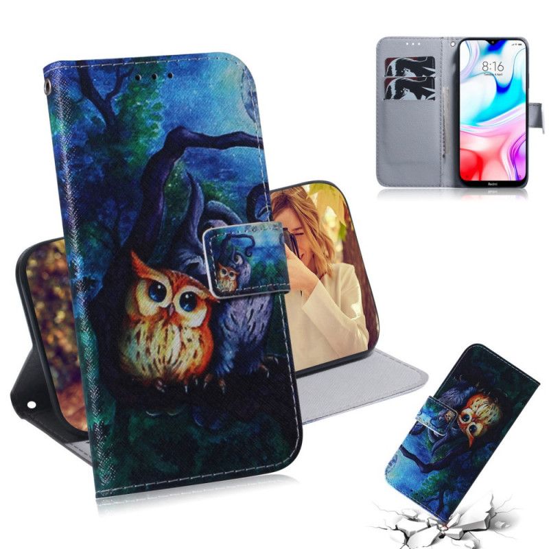 Etui Folio Xiaomi Redmi 8 Malowanie Sowy