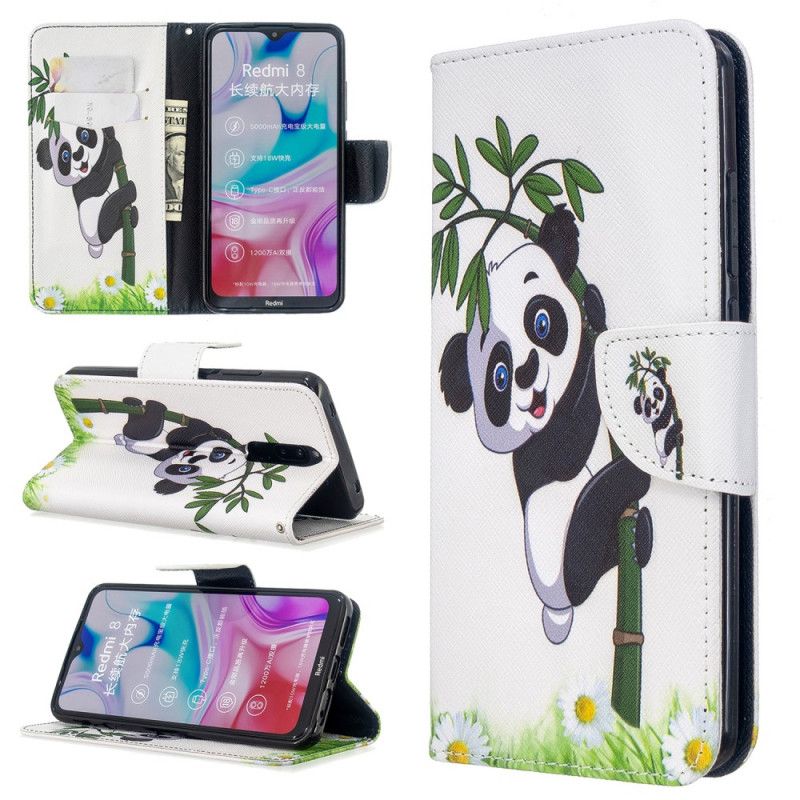 Etui Folio Xiaomi Redmi 8 Panda Na Bambusie