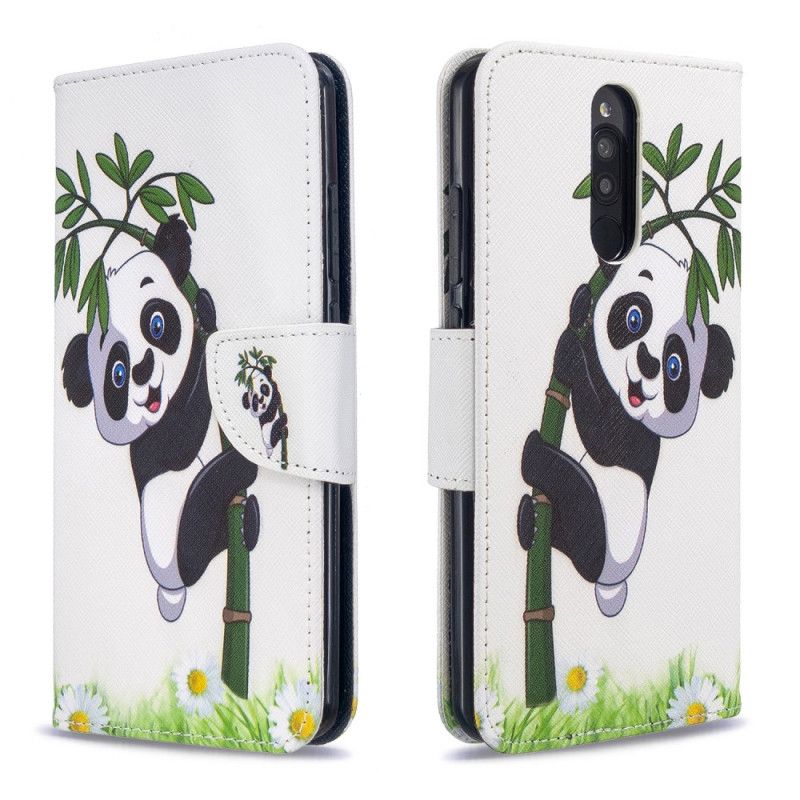 Etui Folio Xiaomi Redmi 8 Panda Na Bambusie