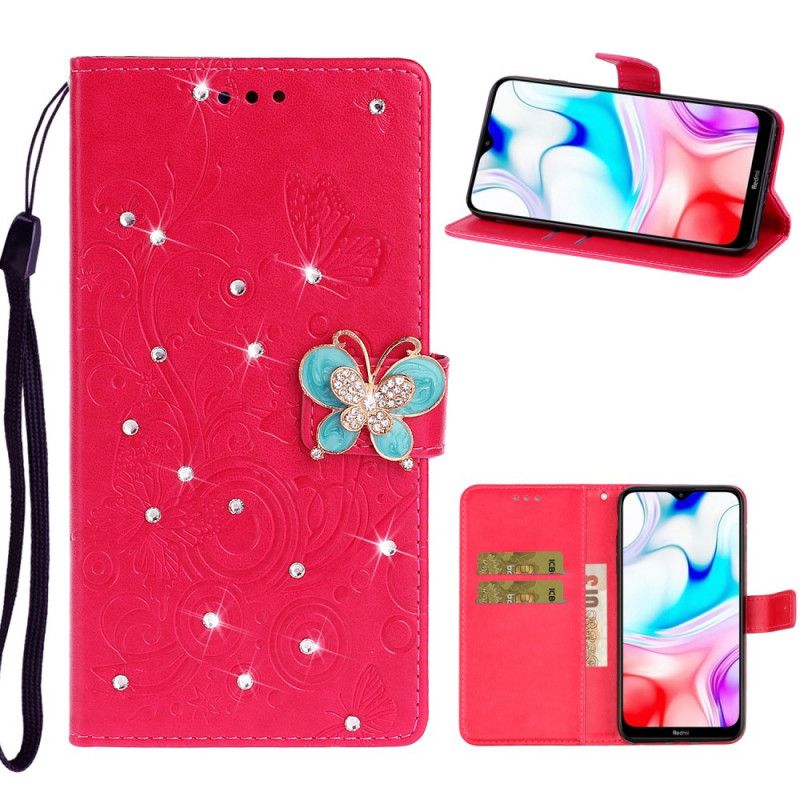 Etui Folio Xiaomi Redmi 8 Purpurowy Urok Motyla Etui Ochronne