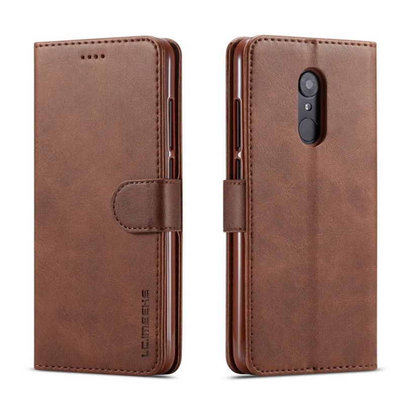 Etui Folio Xiaomi Redmi 8 Szary Czarny Lc.Imeeke Efekt Skóry Etui Ochronne