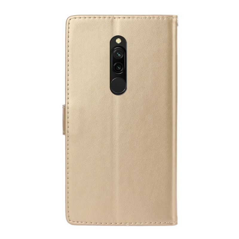 Etui Folio Xiaomi Redmi 8 Złoty Kwiaty Letnie