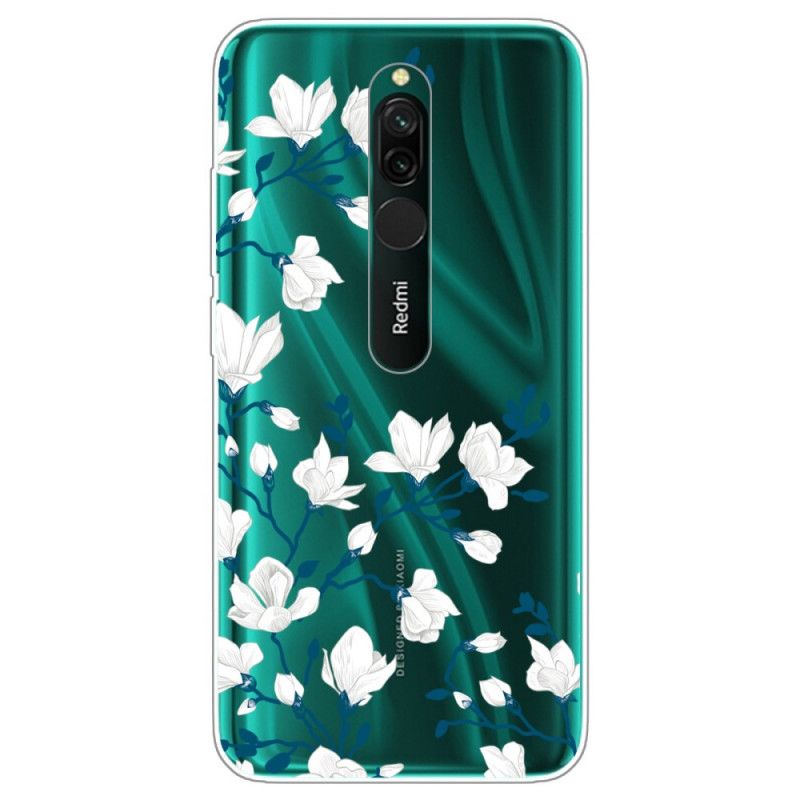 Etui Xiaomi Redmi 8 Białe Kwiaty Etui Ochronne