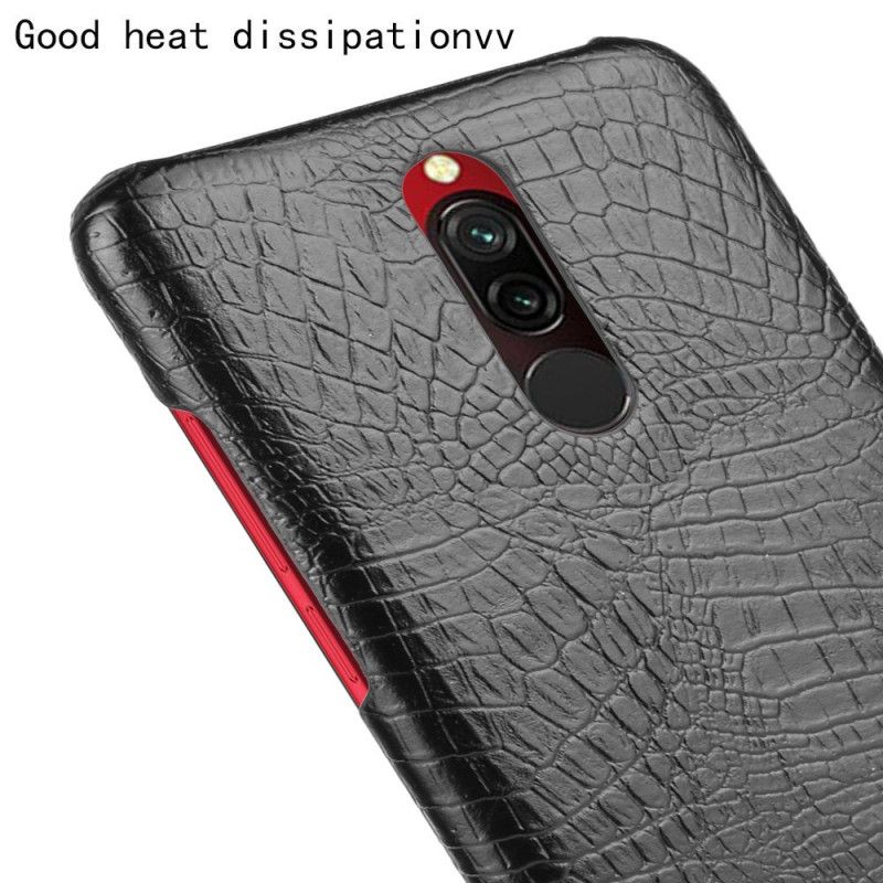 Etui Xiaomi Redmi 8 Biały Czarny Styl Skóry Krokodyla