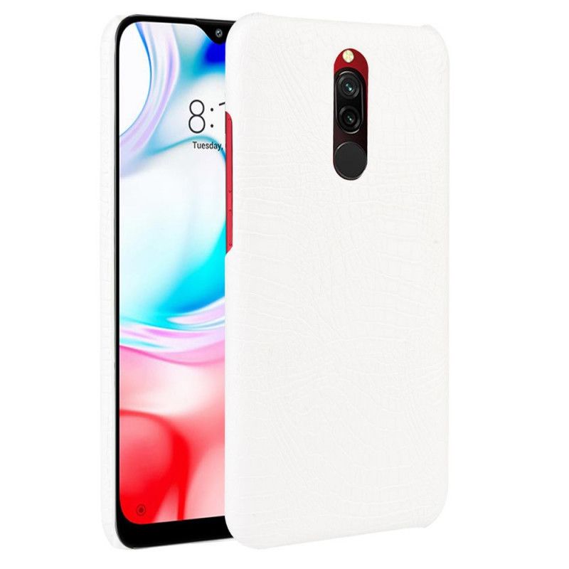 Etui Xiaomi Redmi 8 Biały Czarny Styl Skóry Krokodyla