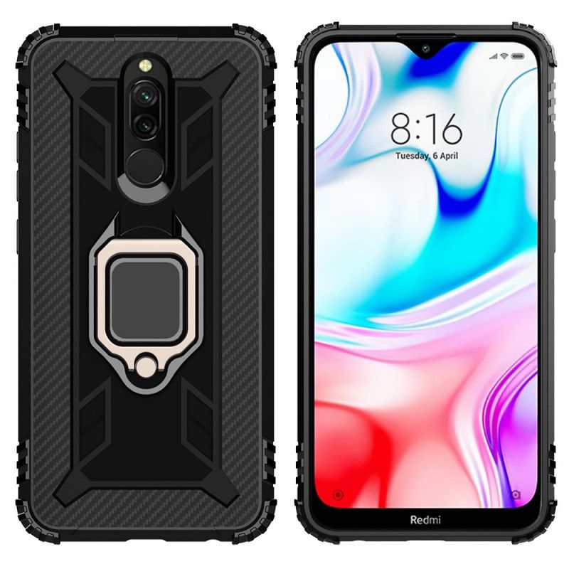 Etui Xiaomi Redmi 8 Czerwony Czarny Pierścień Premium Etui Ochronne