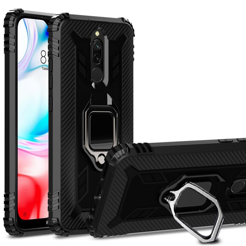 Etui Xiaomi Redmi 8 Czerwony Czarny Pierścień Premium Etui Ochronne