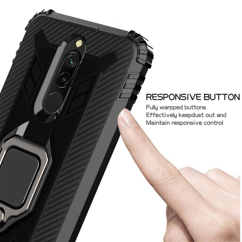 Etui Xiaomi Redmi 8 Czerwony Czarny Pierścień Premium Etui Ochronne