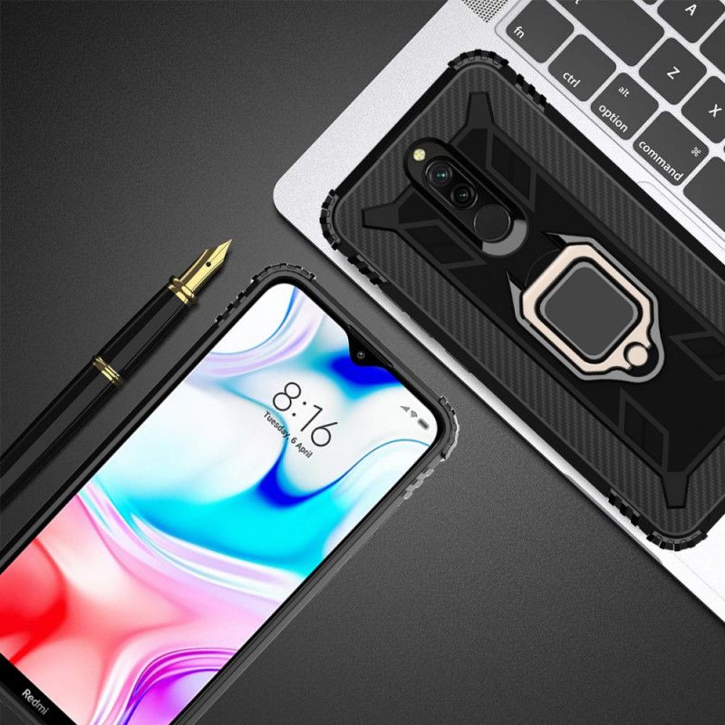 Etui Xiaomi Redmi 8 Czerwony Czarny Pierścień Premium Etui Ochronne