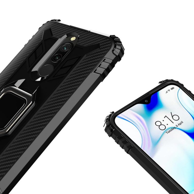 Etui Xiaomi Redmi 8 Czerwony Czarny Pierścień Premium Etui Ochronne