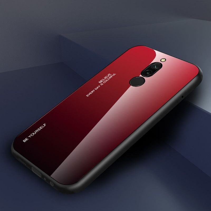 Etui Xiaomi Redmi 8 Granatowy Czerwony Bądź Sobą Ze Szkła Hartowanego