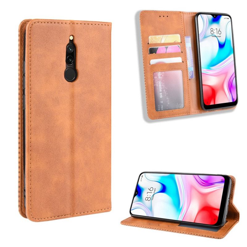 Flip Kotelot Xiaomi Redmi 8 Czerwony Czarny Stylizowany Efekt Skóry W Stylu Vintage Etui Ochronne