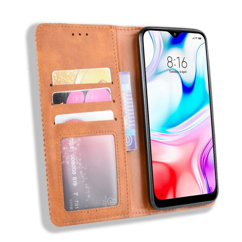 Flip Kotelot Xiaomi Redmi 8 Czerwony Czarny Stylizowany Efekt Skóry W Stylu Vintage Etui Ochronne