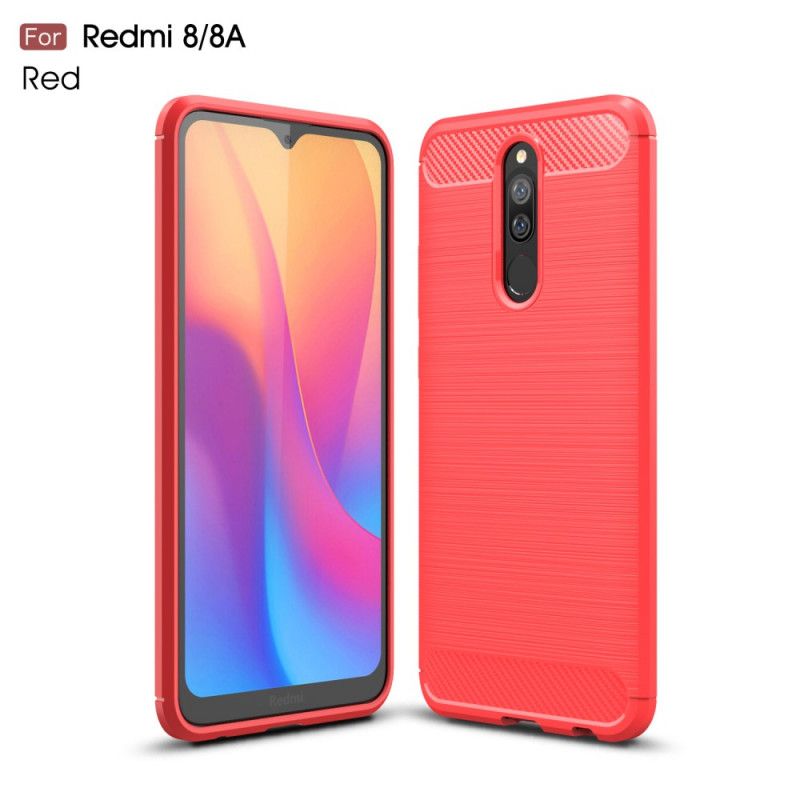 Futerały Xiaomi Redmi 8 Czerwony Czarny Szczotkowane Włókno Węglowe