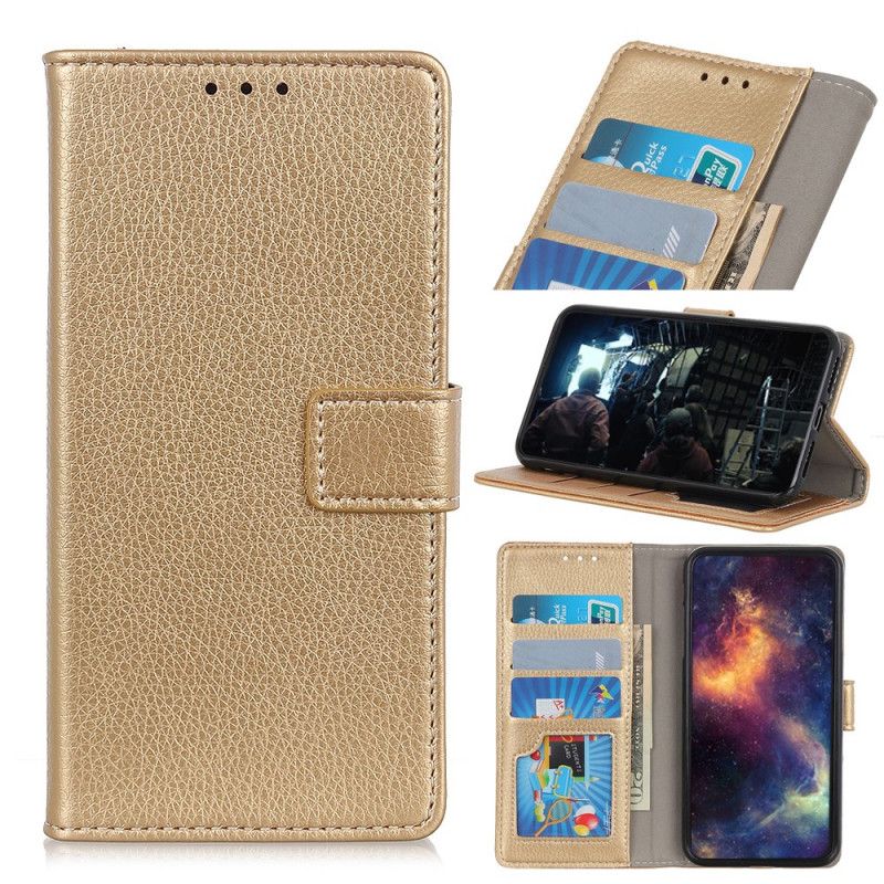 Etui Folio Huawei Mate 30 Biały Czarny Widoczne Szwy Liczi Etui Ochronne