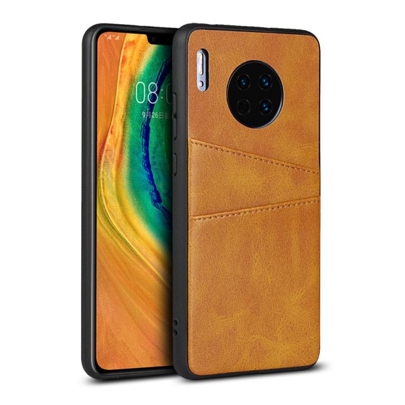 Etui Huawei Mate 30 Czerwony Czarny Podwójne Etui Na Karty O Fakturze Skóry