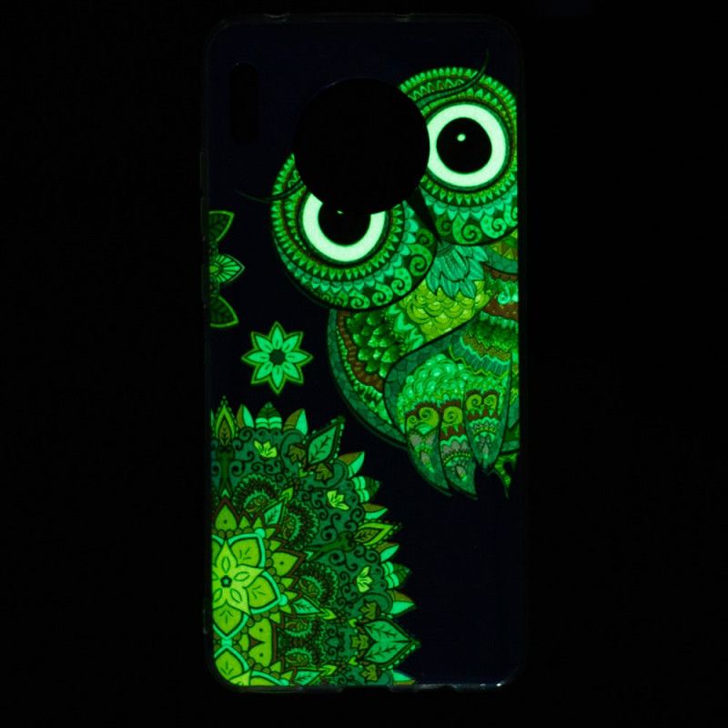 Etui Huawei Mate 30 Fluorescencyjna Sowa Mandala Etui Ochronne