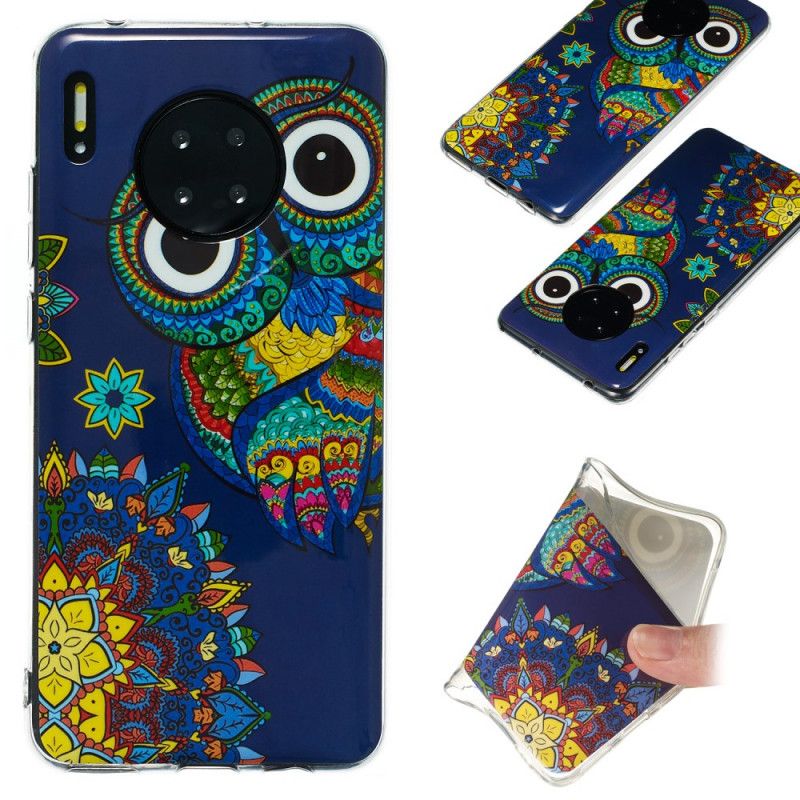 Etui Huawei Mate 30 Fluorescencyjna Sowa Mandala Etui Ochronne