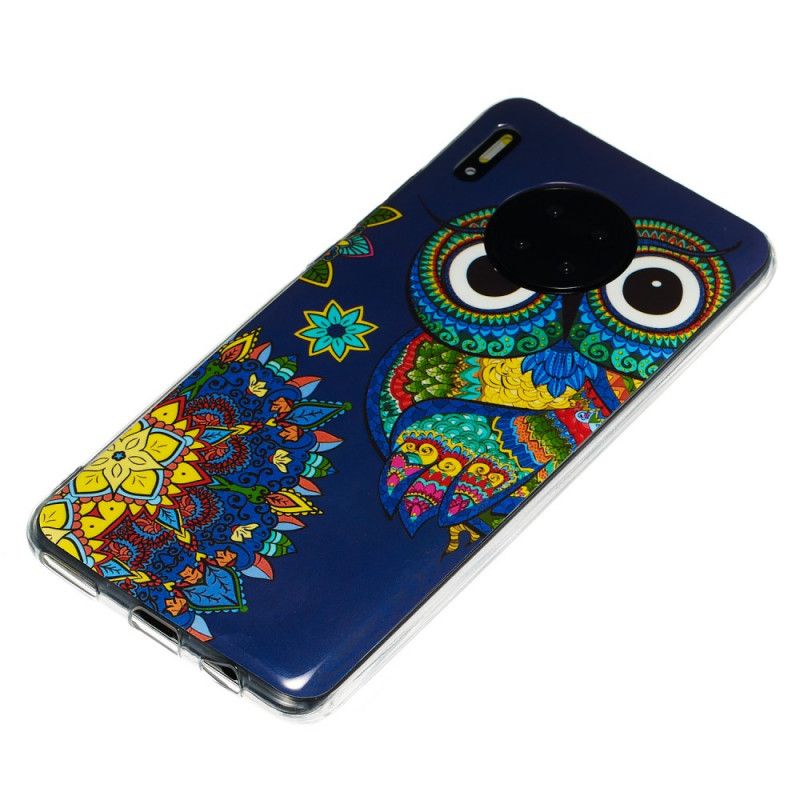 Etui Huawei Mate 30 Fluorescencyjna Sowa Mandala Etui Ochronne