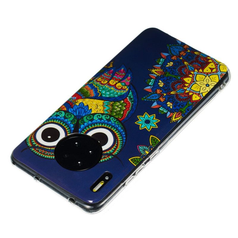 Etui Huawei Mate 30 Fluorescencyjna Sowa Mandala Etui Ochronne