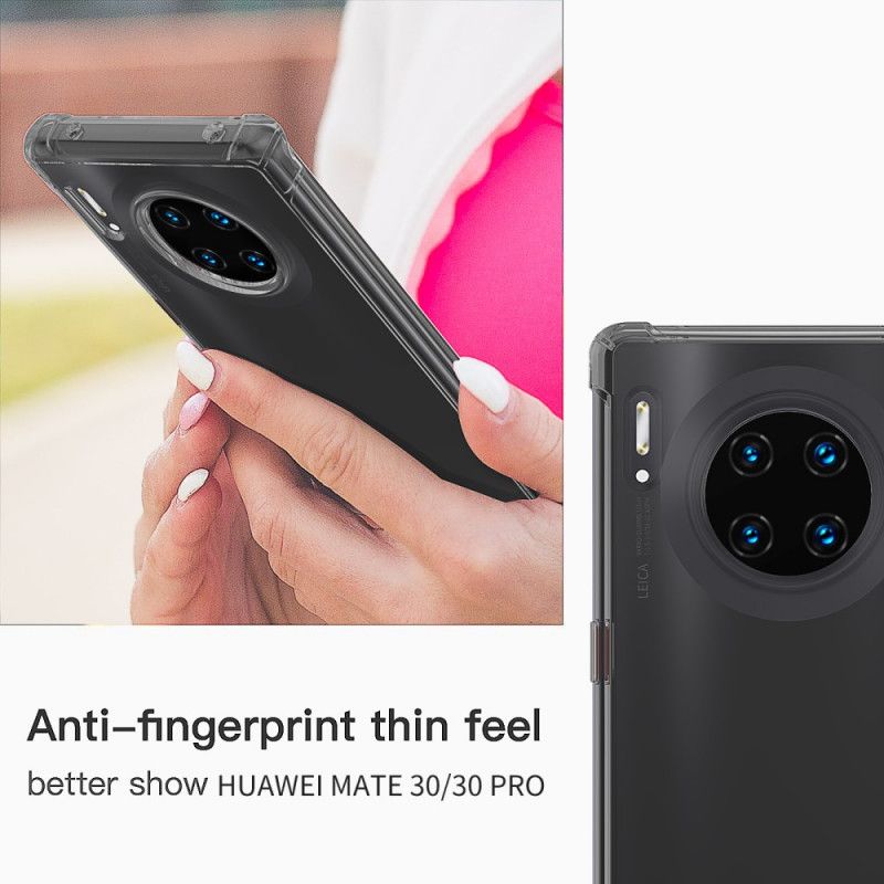 Etui Huawei Mate 30 Przezroczysty Czarny Przezroczyste Poduszki Ochronne Leeu