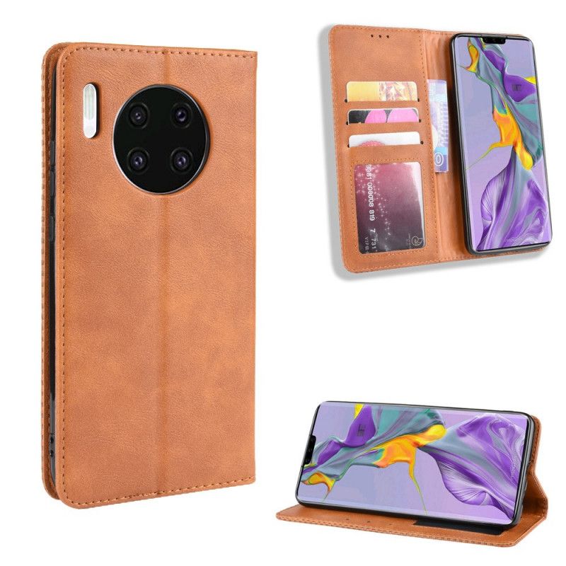 Flip Kotelot Huawei Mate 30 Czerwony Czarny Stylizowany Efekt Skóry W Stylu Vintage Etui Ochronne