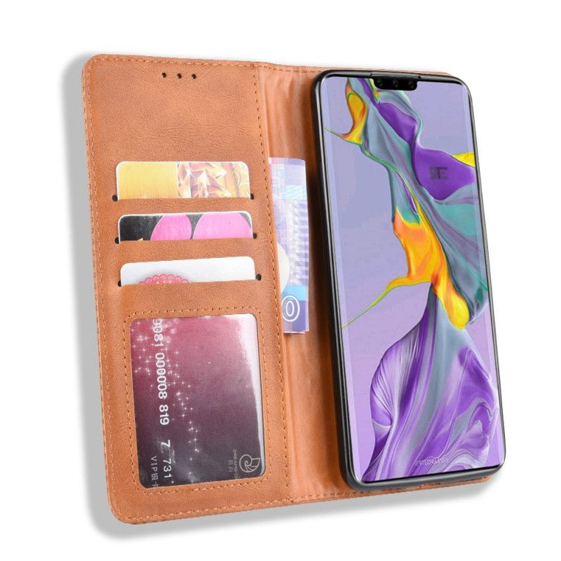 Flip Kotelot Huawei Mate 30 Czerwony Czarny Stylizowany Efekt Skóry W Stylu Vintage Etui Ochronne