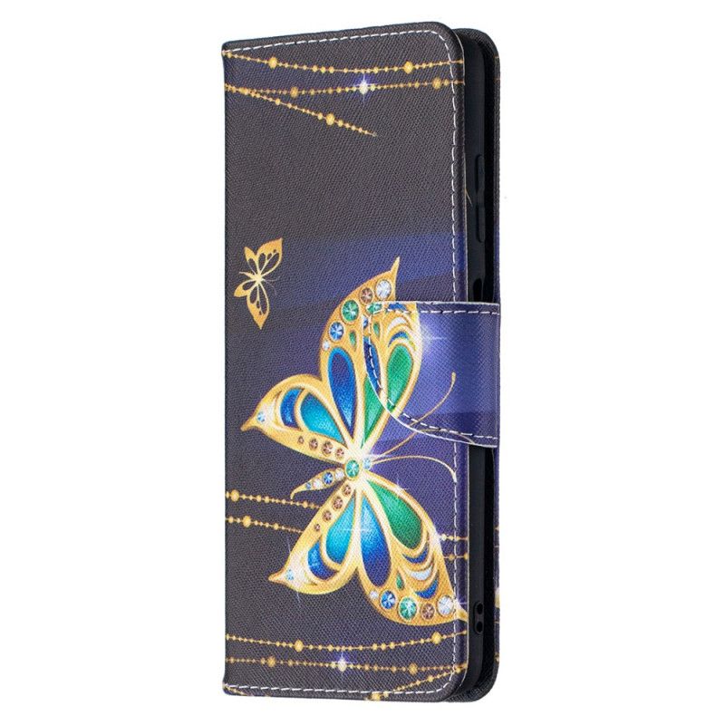 Etui Folio Xiaomi Poco X3 Biały Czarny Magiczne Motyle Etui Ochronne